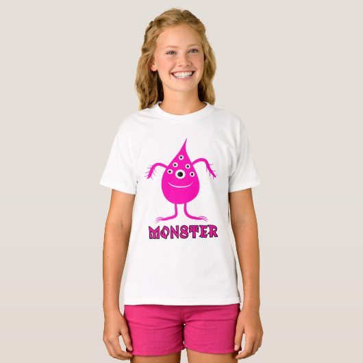 T-shirt Monstre rose (Devant entier)
