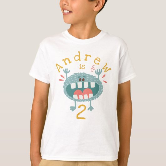 T-shirt Monstre Turquoise mignon personnalisable (Devant)