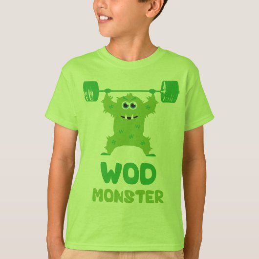 T-shirt Monstre WOD (mignon Monstre de l'arraché Barbell) (Devant)
