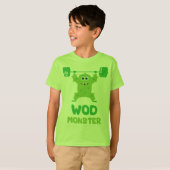 T-shirt Monstre WOD (mignon Monstre de l'arraché Barbell) (Devant entier)