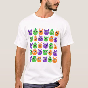 T-shirt Monstres aux Yeux Louches Motif Mignon d'Halloween