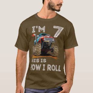 T-shirt Monstres Truck 7th Birthday Toxits I'm 7 This Is H