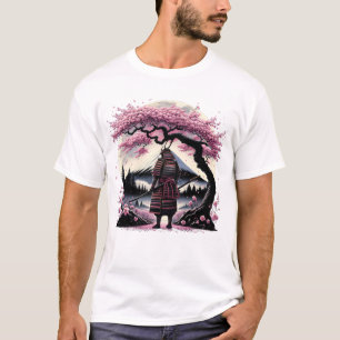 T-shirt Mont Fuji en fleur de cerisier japonais Samurai