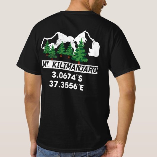 T-shirt Mont Kilimandjaro avec coordonnées GPS (Dos)