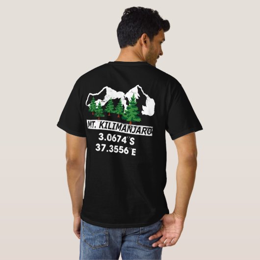 T-shirt Mont Kilimandjaro avec coordonnées GPS (Dos entier)