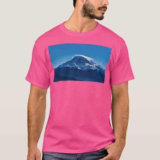 T-shirt Mont Rainier Avec Nuage Lenticulaire (Peinture À L (Devant)