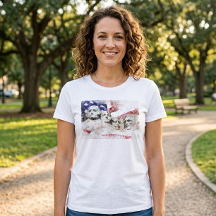 T-shirt Mont Rushmore Aquarelle avec drapeau américain
