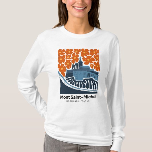 T-shirt Mont Saint Michel France abstraite florale (Devant)
