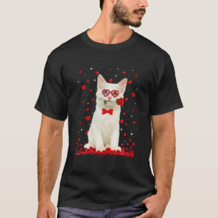 T-shirt Mont Turkish Angora Cat Glasses Heart Flower Valen