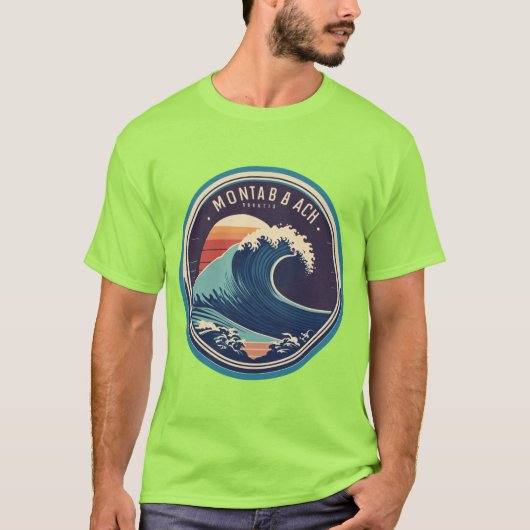 T-shirt Montabeach Minimalist Ocean Wave Surfing Logo (Devant)