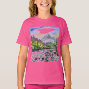 T-shirt Montagnes Ciel Peinture Destinée Nature Artistique