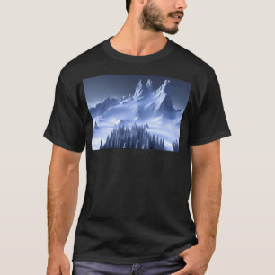 T-shirt Montagnes d'hiver la nuit art généré par l'IA