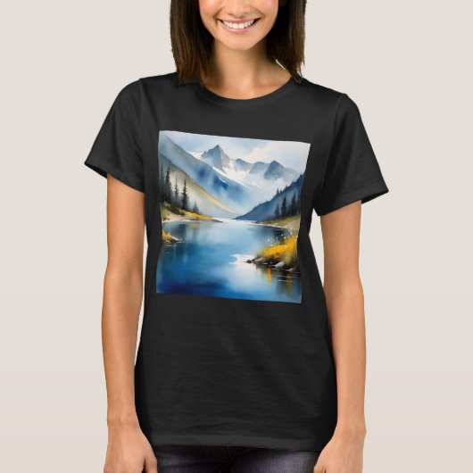 T-shirt Montagnes enneigées et lac (Devant)
