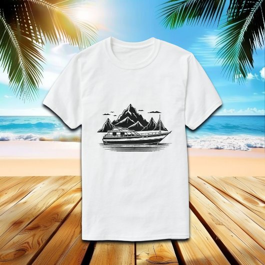 T-shirt Montagnes et bateau
