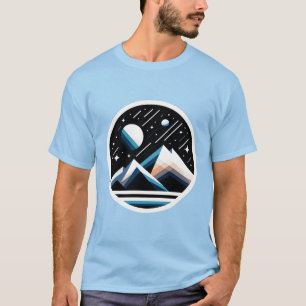 T-shirt Montagnes géométriques de nuit étoilées - Contempo