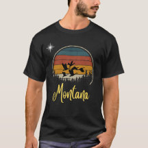 Montana avec soleil Vintage et volée d'oiseaux. Bl