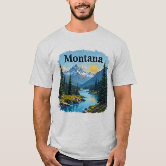 T-shirt Montana Big Sky Mountains River Tee (Devant)
