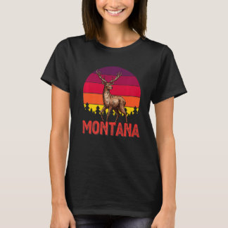 T-shirt Montana Deer Hunter Sunset Chasse Vintage Retro
