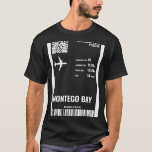 T-shirt Montego Bay Jamaïque Boarding Pass Airline Ticket 