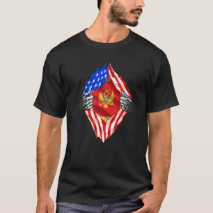 T-shirt Monténégro Racines Drapeau Usa Patriotique Monténé