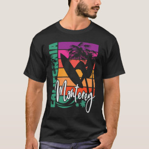 T-shirt Monterey Californie Rétro Coucher de Soleil Plage 