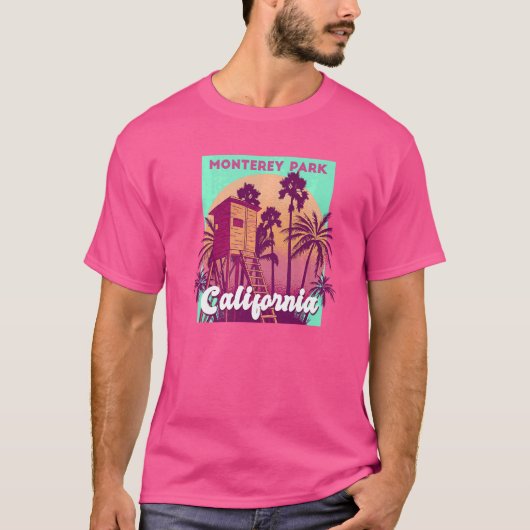 T-shirt Monterey Park California palmier beach retro vin (Devant)