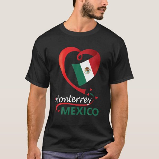 T-shirt Monterrey Nuevo León Mexique Coeur Drapeau Mexican (Devant)
