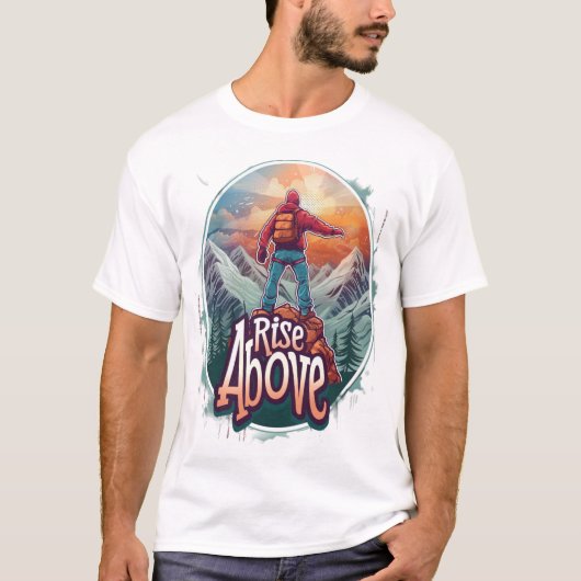 T-shirt Montez au-dessus de Mountain Climber Design - Conq (Devant)