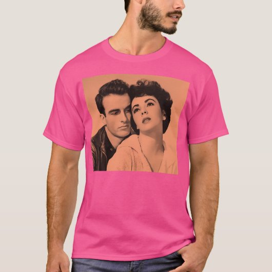 T-shirt Montgomery Clift Et Elizabeth Taylor À Orange (Devant)