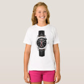 T-shirt Montre Chronographe Noire de luxe Timepiece élégan (Devant entier)