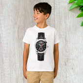 T-shirt Montre Chronographe Noire de luxe Timepiece élégan