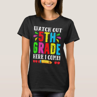 T-shirt Montre De Rentree Scolaire Attention 5e Année J Ar