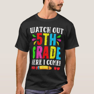 T-shirt Montre de rentrée scolaire Attention 5e année Me v