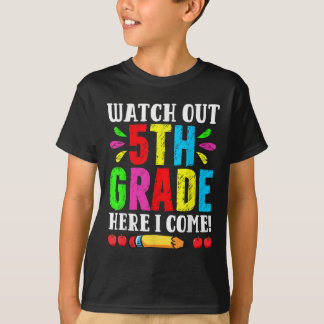 T-shirt Montre De Retour À L'école Attention 5e Année Me V