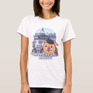 T-shirt Montréal Québec Canada Jolie Skyline Aquarelle