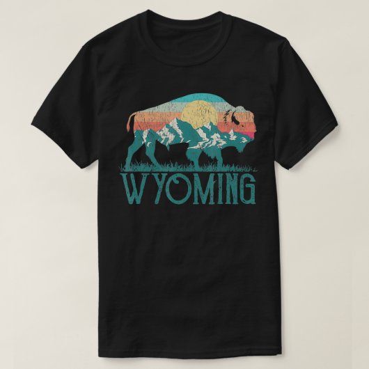 T-shirt Monts rétro de Bison Buffalo WY Wyoming (Design devant)