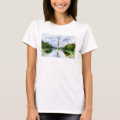 T-shirt Monument de Washington Aquarelle avec Reflet (Devant)