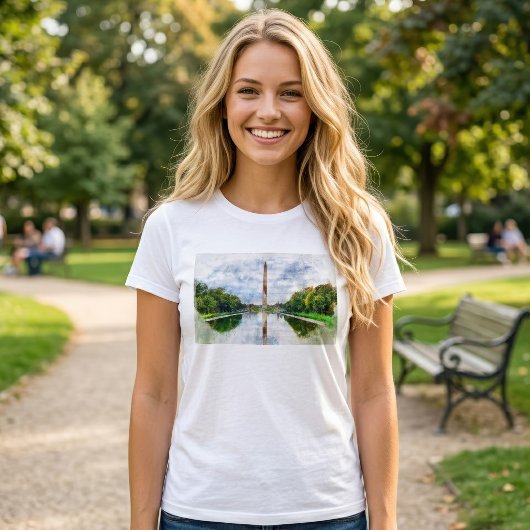 T-shirt Monument de Washington Aquarelle avec Reflet
