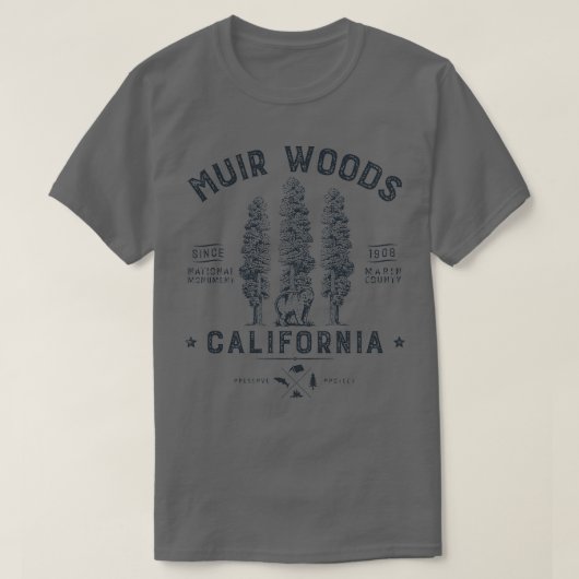 T-shirt Monument national de Muir Woods California Redwood (Design devant)