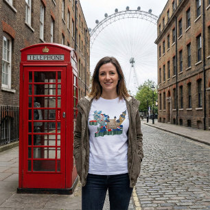 T-shirt Monuments emblématiques de Londres Carte du Royaum