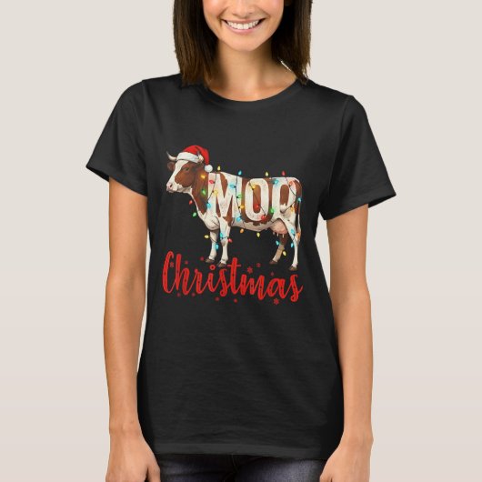 T-shirt Moo Christmas Funny Cow Lovers Cattle Famer Farmin (Devant)