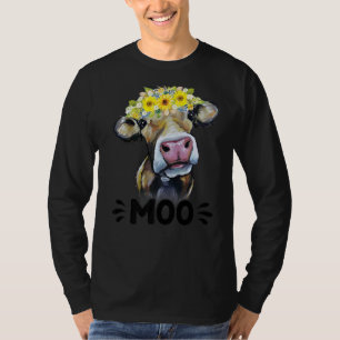 T-shirt Moo Cow Cute Cowgirl Dairy Farmer Ferme Anim