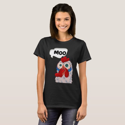 T-shirt MOO CowChicken Chicken says Moo Cow Sound MOO (Devant entier)