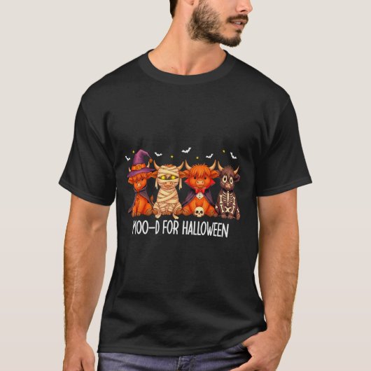 T-shirt Moo-d For Halloween Boo Ghost Highland Cow Hallowe (Devant)