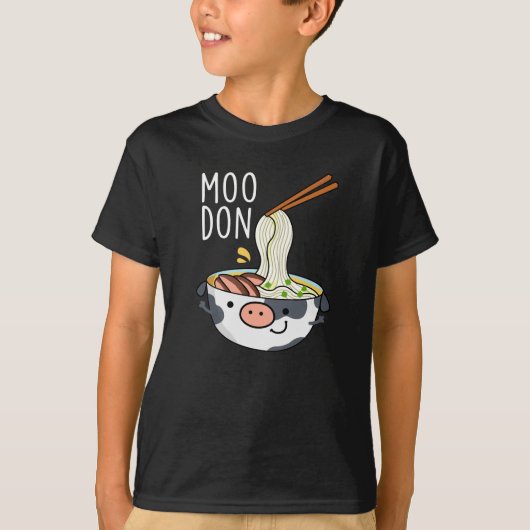 T-shirt Moo-don Funny Udon Pun Dark BG (Devant)