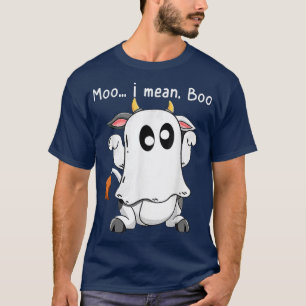 T-shirt Moo I Signifie Boo Ghost Cow Easy Lazoy Halloween