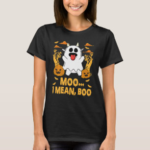 T-shirt Moo Je Veux Dire Boo Citrouille Halloween Ghost Co