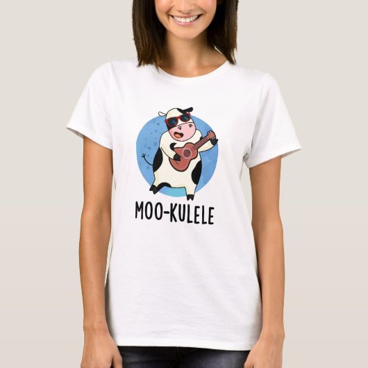 T-shirt Moo-kulele Funny Ukulele Cow Pun (Devant)