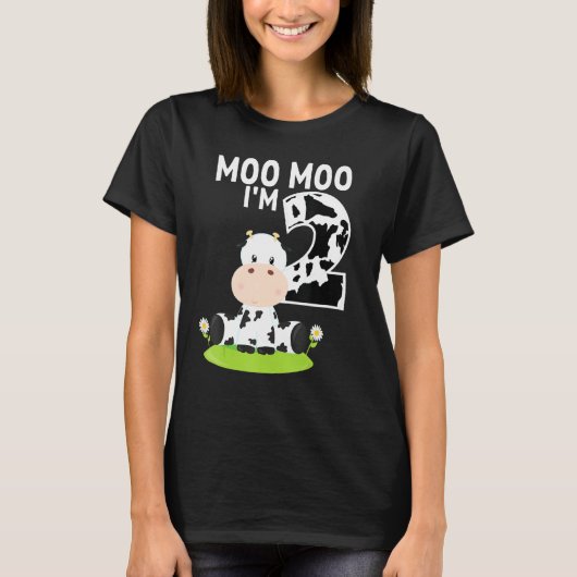 T-shirt Moo Moo Je suis deux 2e Anniversaire Funny Cute Co (Devant)