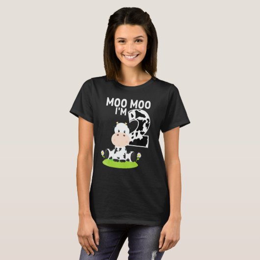 T-shirt Moo Moo Je suis deux 2e Anniversaire Funny Cute Co (Devant entier)